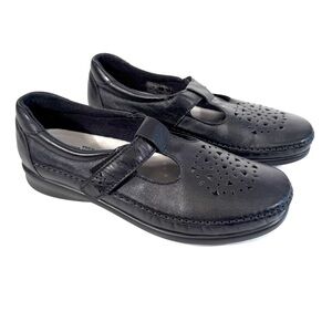 SAS Willow Black Leather Moccasin Velcro Orthopedic Comfort Shoe Loafers